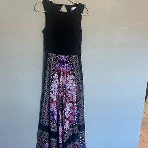 Eliza J Black and Purple Floral Maxi Dress